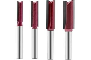 Malayas 4pcs Tungsten Carbide Double Flute Straight Router Bits Wood Router Bit 1/4" Shank Set for Woodworking Groove Chisel bits