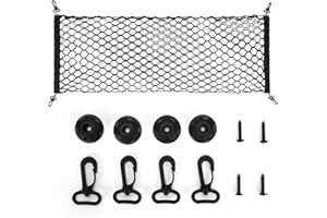 mobumeia Kofferraumnetz Gepäcknetz Auto, Kofferraum Netz 110 x 40 cm, Mit 4 Karabinern Und 4 ABS Kunststoffschnallen - Super Elastisch Für Die Meisten Autos