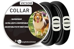 VICSOM Dog Collars, 2PC Safe Dog Collars for Most Dog Breeds and Sizes 16 Months Protection Dog Collar for Puppies Small Medium Large Dogs,Waterproof Collars for Dogs-Black