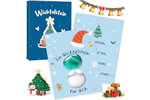 Kenvora Wichtelgeschenk Wichtel Zubehör Geschenke Kleine Glücksstein Wichtelstein mit Karte für Kinder, Weihnachten Geschenk Wichtelgeschenke für Jungen Mädchen