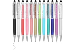 MengRan Penne Carine Bling Bling 2-in-1 Slim Crystal Diamond Stylus Penne e Penne a sfera dell'inchiostro nero (12 colori)