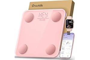 Ovutek Smart Scale for Body Weight, Body Fat Scales BMI Weighing, Accurate 14 Body Composition Monitor Digital Scales with Blutooth Smartphone App, Pink Bathroom Scale Compact Size 180kg