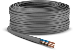 Primes DIY Electric Socket wire cable 4mm Twin and Earth Flat Grey PVC Lighting Electric Cable 6242Y electrical Wire BASEC Approved (2 Meter)