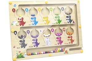 RZMZBY Labyrinthe magnétique, Montessori magnétique, Couleurs et Chiffres, Jeu magnétique de tri des Couleurs pour Les Enfants de 2-6 Ans (Dinosaure)