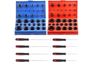 Swpeet Rondella O-Ring universale SAE e metrica 834 pezzi con kit assortimento lungo e corto e gancio, anello in gomma nitrilica SAE Rondella O-Ring in gomma metrica per impianti idraulici