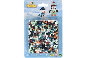 Hama Perlen 4109 Kleines Set Winter mit ca. 450 bunten Midi Bügelperlen mit Durchmesser 5 mm, Stiftplatte und Motivvorlage, inkl. Bügelpapier, kreativer Bastelspaß für Groß und Klein