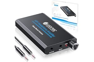 eSynic Professional Headphone Amplifier With Bass Gain 16~300Ω Portable 3.5mm Audio Headphone Amp Rechargeble Volume Amplifiers with Aluminum Matte Surface for MP3 MP4 Phones and Computers etc