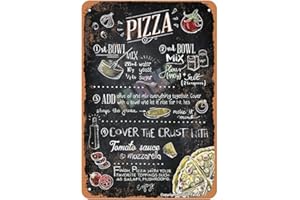 TARIKA Plaque décorative en métal avec motif pizza - 20,3 x 30,5 cm - Pour la maison, la cuisine, la salle de bain, la ferme, le jardin, le garage - Décoration murale amusante
