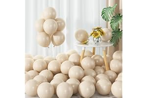 ISNDARE White Sand Balloons 5inch Small Beige Balloon 60pcs Mini Round Cream Latex Balloons for Arch Garland Retro White Sand Balloon for Birthday Party Decoration Wedding
