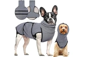 Hjyokuso Dog Anxiety Relief Jacket With Calming Hood, Coat Vest Shirt With Ear Cover, Jumper for Medium Dogs, Thunder and Fireworks Protection