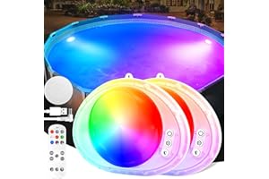 DeeprBlu 2025 Poolbeleuchtung Unterwasser mit Fernbedienung, Schwimmende Poolbeleuchtung Akku, Magnetische Poolbeleuchtungen mit Klebstoff, IP68 Wasserfest Whirlpool Licht für Badewanne, Spa - 2 Stk