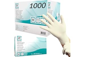 R MOVE 1000 Guanti in Lattice monouso 5,7gr senza polvere, alta sensibilità sia al tatto che al palmo, guanti usa e getta in lattice, 10 scatole da 100 guanti, dispostivo medico (1000, M)