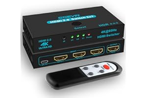 SGEYR Hdmi Splitter, Hdmi Switch, Hdmi Splitter 4k@60Hz, Hdmi Switch 3 In 1 Out, Hdmi Verteiler, Hdmi Mehrfachstecker, Hdmi Splitter mit Fernbedienung, Hdmi Kabel Splitter, fur PS4/3 Xbox Windows