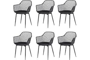 ‎BUYBYROOM buybyroom Esszimmerstuhl im 6er Set,Essstühle Stuhl mit Armlehne Kunststoffstuhl Stuhl Esszimmer (Schwarz)
