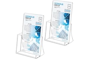 Rebanky 2 Pack Leaflet Holder Acrylic Brochure Holder Leaflet Holders Free Standing Clear Acrylic Stand for Restaurant Counters, Office Flyers & Hotel Receptions 114x80x220mm