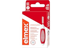 elmex Cepillo interdental rojo (tamaño 2, 0,50 mm), 1 x 8 unidades, cepillos interdentales para la limpieza de pequeños espacios interdentales
