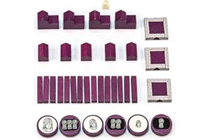 Waldfelsen® Holzfiguren: 4 Städte, 5 Siedlungen, 15 Straßen, 6 Ritter und 3 Stadtmauern geeignet für Die Siedler (Farbe: Lila)