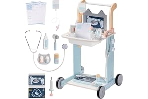 ROBOTIME Kit de jeu de clinique vétérinaire pour enfants, garçons et filles, jeu de rôle de médecin, jouet éducatif à simuler, comprend stéthoscope, écran X, seringue, thermomètre
