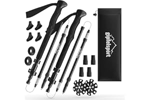 gipfelsport Bastones de senderismo plegables, bastones telescópicos de trekking con bolsa, bastones de senderismo, bastones telescópicos para senderismo, hiking, trekking, ajustables, para hombre y