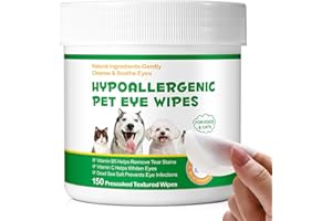 JSBNQRMZ 150 Pièces Compresses de Soin pour Région des Yeux,Lingettes pour Les Yeux à l'aloe Vera pour Nettoyer Les Chiens et Les Chats- Nettoyage des Yeux des Chiens et des Chats