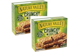 Nature Valley - Barras de cereales crujientes crujientes, 100% copos, avena entera y miel, sin colores ni conservantes, sin lactosa, apto para vegetarianos, 2 x 210 gramos (20 bares)