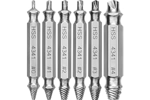 Mata1 - Double-Sided Screw Extractor Set - 6 pc, Stainless Steel - Stripped Screw Remover Drill Bits Kit w/Storage Case