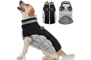 OUOBOB Hundemantel, warme Hundejacken, Hundemäntel mit integriertem Geschirr, wasserdichte Hunde-Fleeceweste, reflektierender Hunde-Schneeanzug für kaltes Wetter, winddichtes Hunde-Schneejacken-Outfit