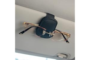 Sewokon Sunglasses Holder for Car, Car Sunglasses Holder, Car Sunglasses Holder Clip, Magnetic Leather Sunglass Holder, Car Glasses Holder, Suitable for Different Size Eyeglasses (Black)
