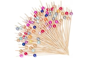 LIERFIS 200 Pezzi Stuzzicadenti Cocktail, 12CM Stecchini per Aperitivo, Spiedini da Cocktail in Bambù per Bevande, Frutta, Salumi, Panini, Guarnizione da Bar, Cibo da Festa,Multicolore