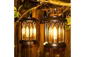 GEARLITE Lanterne Solaire Exterieur Jardin, 2 Pièces Lampe Solaire Exterieur Suspendue Decorative, LED IP65 Étanche Lumiere Solaires Exterieurs Blanc Chaud Tungstène avec Clips pour Deco Jardin Balcon