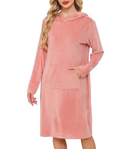 Produktbild von Morgenmantel Damen Lang Fleece Frottee Hausmantel Winter Dicke