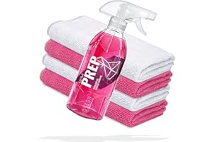 detailmate Juego de preparación de pintura para coche: GYEON Q²M Prep Prep Prep 500 ml + 2 x Premium Microfasertuch 320 GSM 40 x 40 cm blanco + 2 x Premium Microfasertuch 320GSM 40x40 cm rosa