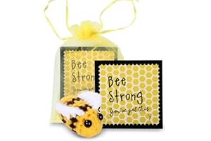Kinwodon Positive Doll Gifts Pocket Hug, Mini Bee Knitting Wool Doll with Positive Card, Cute Sympathy Gifts Inspirational Pocket Hug Thinking Of You Card Gifts for Graduations Birthdays Weddings