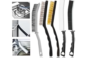MOGHEM Crevice Cleaning Brush Set of 4 Multifunctional Bathroom Cleaning Brushes for Tight Spaces, Long Handle Fine Bristles - Cleaning Tools (5 PCS)
