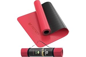 VISTA SPORTS Yoga Mat - TPE Gymnastics Non-Slip Fitness Exercise Mat with Carry Straps for Yoga, Pilates Home Gym Workout. Compact Eco Friendly. 183 x 61 x 0.6 CM