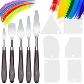 11 Pieces Acrylic Paint Spatulas Set, 5 Stainless Steel Palette Knives + 6 Scraper Knives, Scraper for Art, Mixed Paint Spatu
