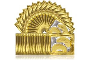 MILMIL AIQIUSHA 24K Gold Under Eye Treatment Masks, Natural Gel Collagen Eye Masks, Under Eye Gel Patches Dark Circles, Anti Wrinkle, Puffy Eyes, Skincare, Hydrating, Soothing, 25 Pairs, Independent Package