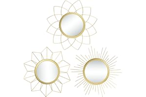KELLY MILLER Set di 3 specchi in metallo, decorazioni da parete per soggiorno, camera da letto e bagno, specchi decorativi moderni (MW009)