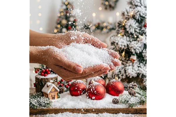 Konstsnö juldekoration, dekorativa snöflingor, realistisk snöeffekt för inomhusbruk, juldekoration redo att användas – 2 liter