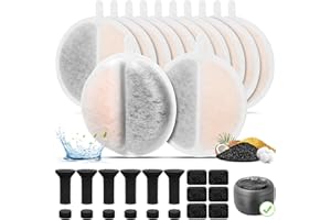 MUKKELA Lot de 12 filtres de Fontaine à Eau pour Chat Compatible avec 2,5L Fontaine à Eau pour Chat, Filtre de Remplacement avec Carbone Activé/Mousse/éponge pour Fontaine d'eau pour Animaux de 84 FL oz