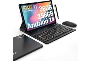 FASTWD Tablet 11 Pollici Android 14 tablet,2025 Newest Tablet con 4G LTE e 5G WiFi,36GB RAM+256GB ROM,9580mAh,2000 * 1200 incell FHD,Widevine L3,GPS/BT5/Tablet 2 in 1 con tastiera,Nero