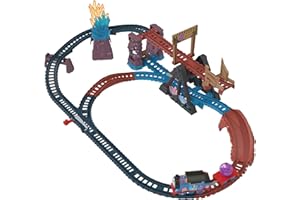 THOMAS & FRIENDS Fisher-Price Thomas y sus Amigos Circuito de tren motorizado, aventura en las cuevas de cristal con Thomas, puente basculante y pista de 2,5metros para niños y niñas a partir de 3 años, HMC28