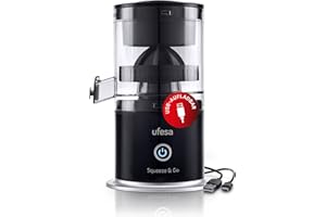 ‎UFESA Ufesa Squeeze & Go, Zitruspresse Elektrisch mit USB-C wiederaufladbar, Tragbares, Orangenpresse, Zitronenpresse, Limettenpresse, 1500mAh Akku, 220 ml, BPA-frei, Schwarz