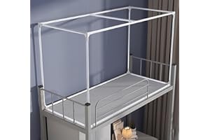 Moulen Iron Canopy Bed Frame, Universal Bunk Bed Tent Canopy, 190x90x110cm, White, Wrought Iron, Painted, Twin, Modern, Easy to Install, Threaded Interface