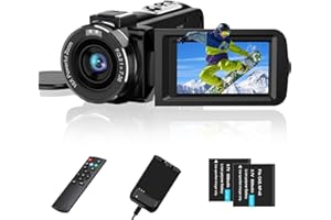 Aasonida Videokamera 2.7K Camcorder 36MP 16X Digitalzoom IR-Nachtsicht 3.0'' Berühren Sie den IPS-Bildschirm Webcam Kamera für YouTube Tiktok mit 2 Batterien