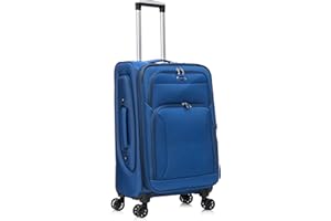 Aerostar Medium 26” Lightweight Softshell Expandable Suitcase, Integrated Combination Lock, 4 Wheels Check in Luggage for 15 to 20kg (Royal Blue, 77 litres)