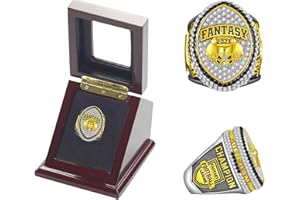 HYKJSHED 2025 Fantasy Football Ring, Meisterschaftsring, Meisterschaftstrophäe, Geschenkbox, Ring-Display-Box