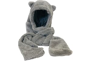 Dawwoti Women Winter Hooded Scarf for Head, Warm Thick Neck Warmer Cute Cat Ears Scarf and Hat Set