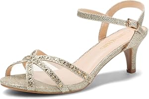 DREAM PAIRS Women's Wedding Prom Bridal Shoes Ladies Ankle Strap Peep Toe Low Kitten Heels Sandals Party Occasion Dress Shoe NINA-150