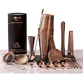 SKY FISH&reg; Boston Cocktail Shaker Set | 18 Pieces 3D Embossed Bartender Kit | Professional Cocktail Bar for Cocktail Lover | H